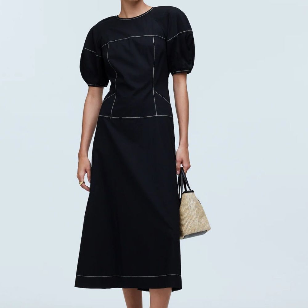 NWT Madewell Jinni Puff Sleeve Drop-Waist Midi Dress‎ 6
